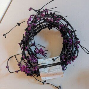 NWT Goth Spider Garland Halloween Decoration Purple Black Floral Ashland Decor